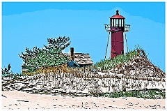Sand Dunes By Monomoy Point Light - Digital Painting
